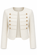 Blazer de tweed corto blanco