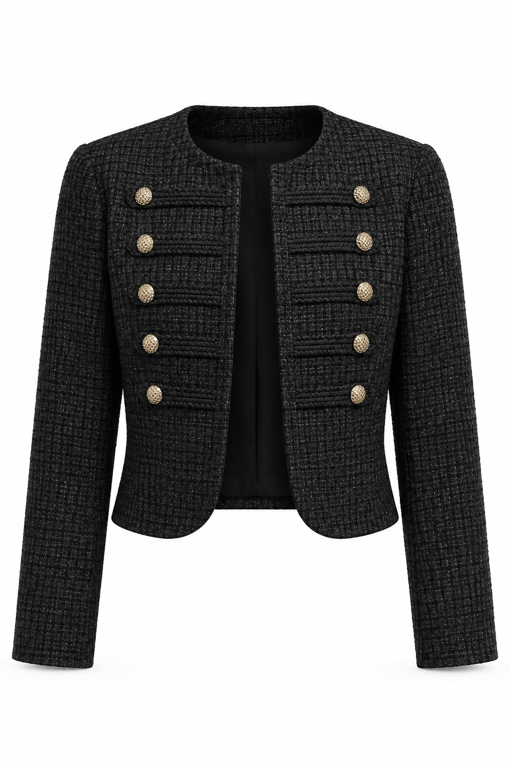 Blazer de tweed corto negro