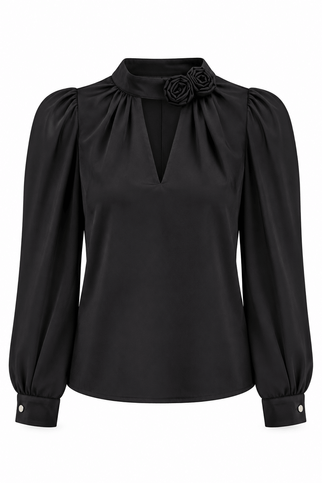Blusa negra detalle de Rosa