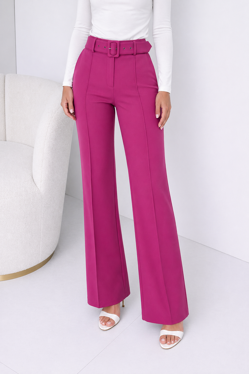 Pantalón stretch Fuchsia con faja