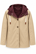 Abrigo impermeable reversible beige/vino