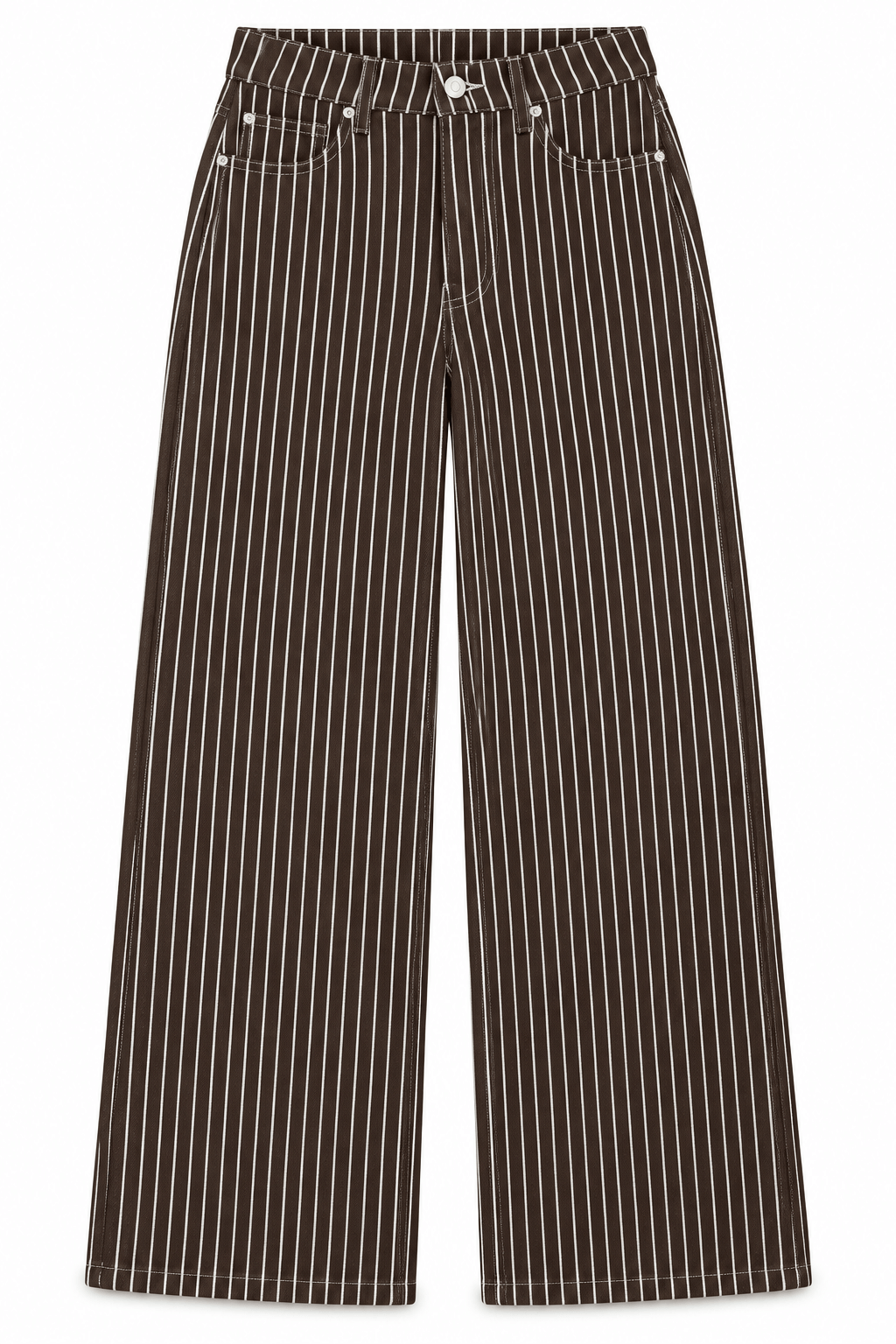 Jeans de rayas café y blanco