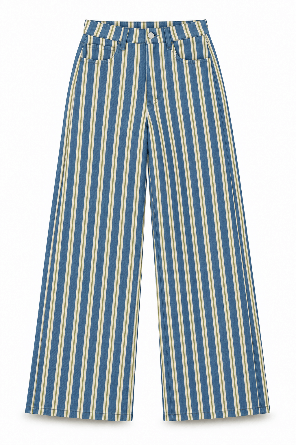 Jeans rayas azul, verde beige