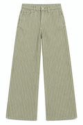 Jeans rayas Verde olivo con blanco