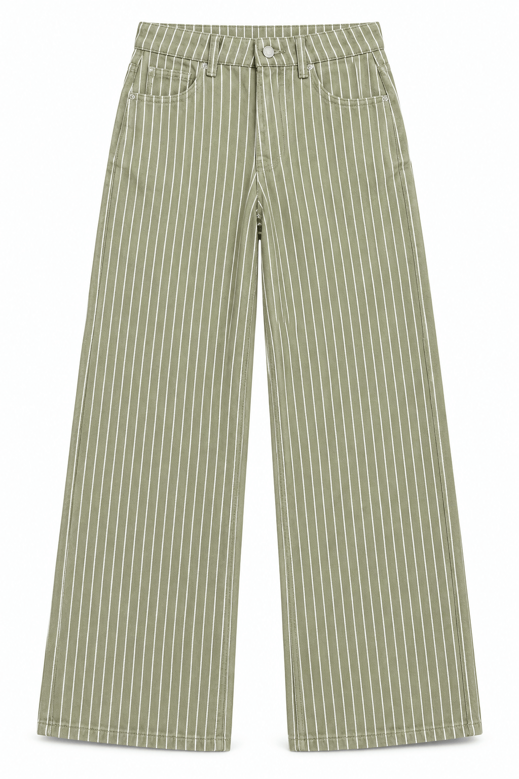 Jeans rayas Verde olivo con blanco