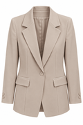 Blazer satín brillante beige