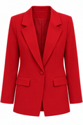 Blazer satín brillante rojo