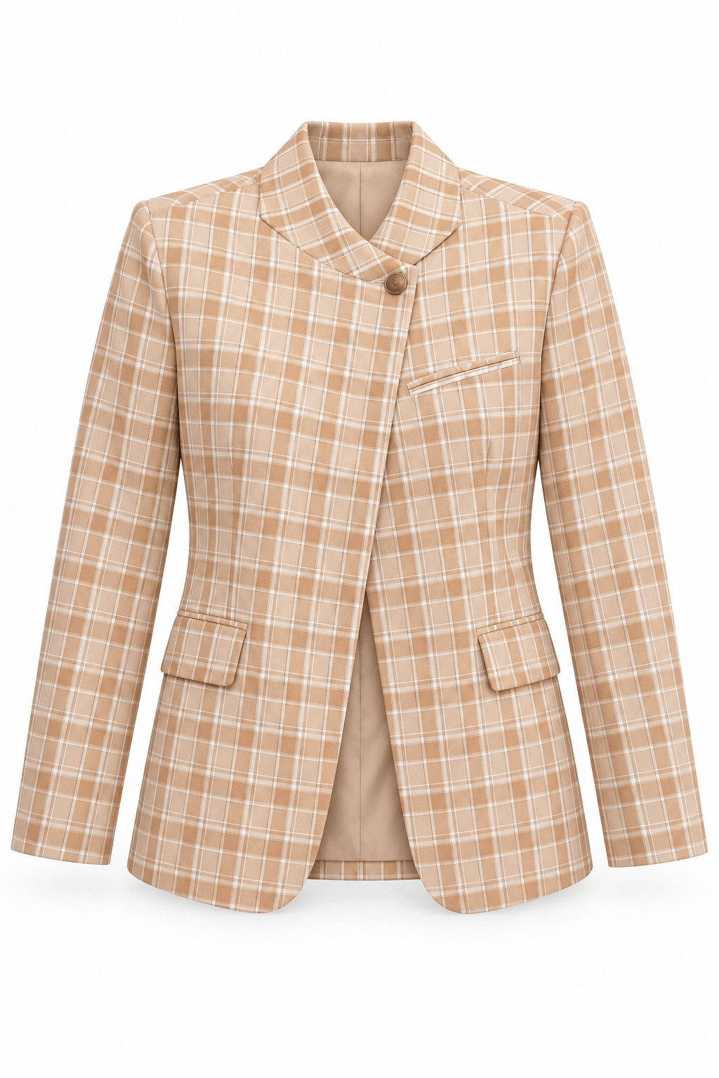Blazer de cuadros beige