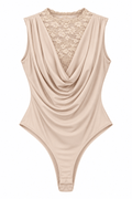 Bodysuit beige con encaje