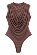 Bodysuit café con encaje