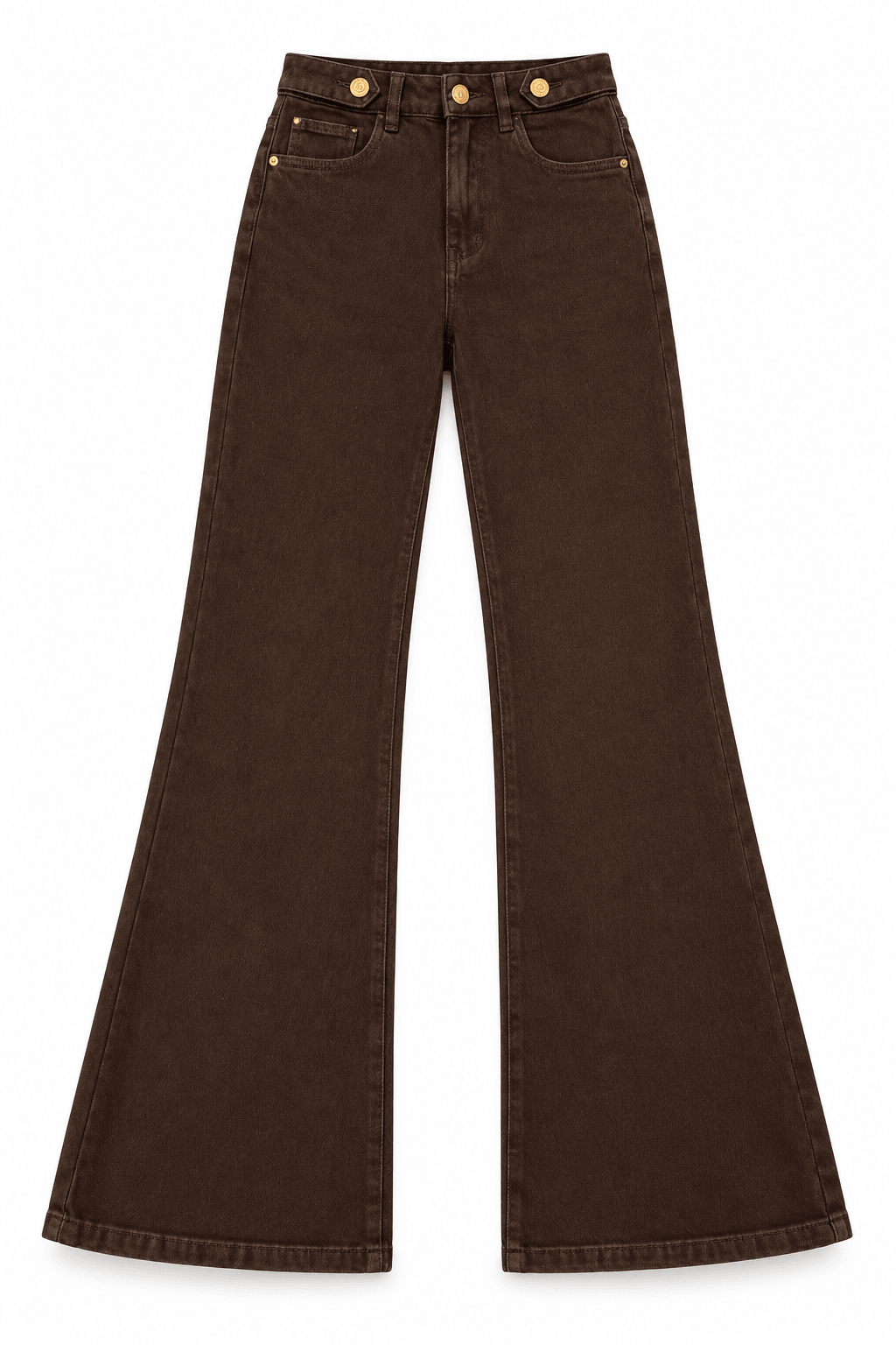Pantalón café con broches dorados
