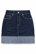 Falda denim con brillo