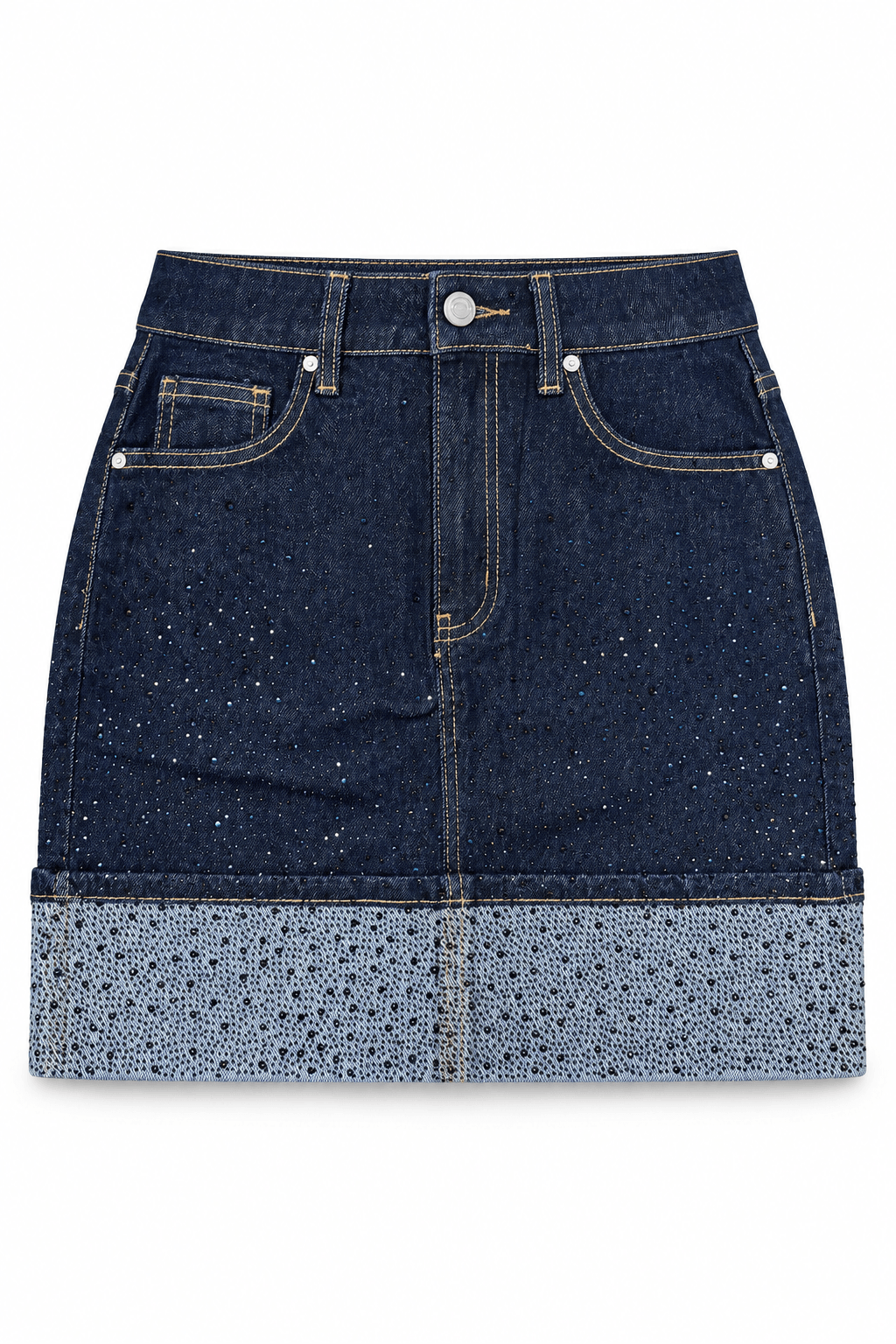Falda denim con brillo