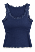 Blusa básica con Detalle de encaje azul navy