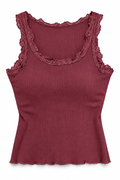 Blusa básica con Detalle de encaje vino