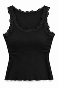 Blusa básica con Detalle de encaje negra