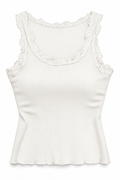 Blusa blanca  con Detalle de encaje