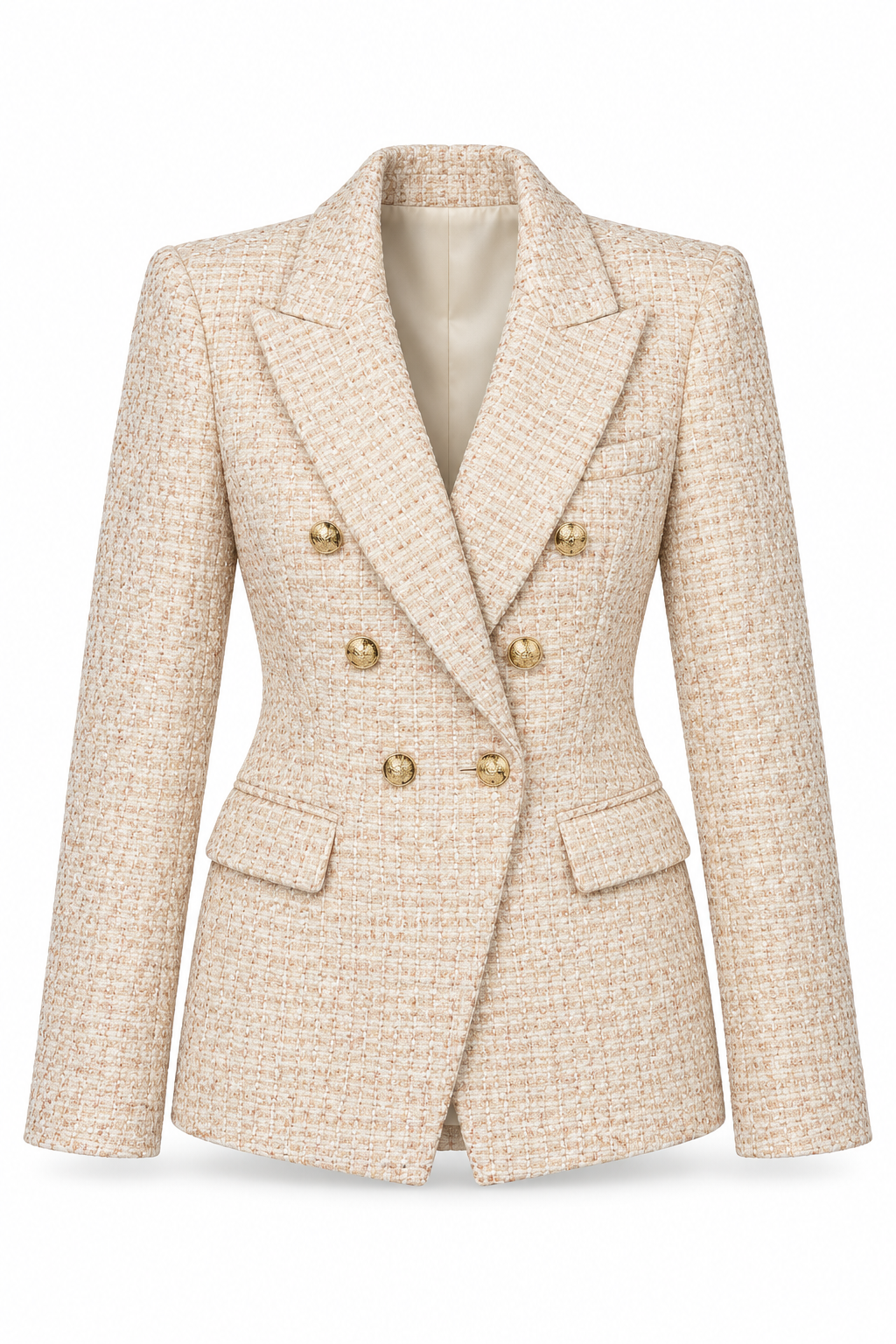Blazer de tweed beige-dorado