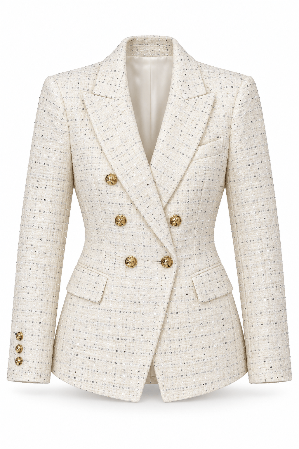 Blazer Marfil destellos plateados