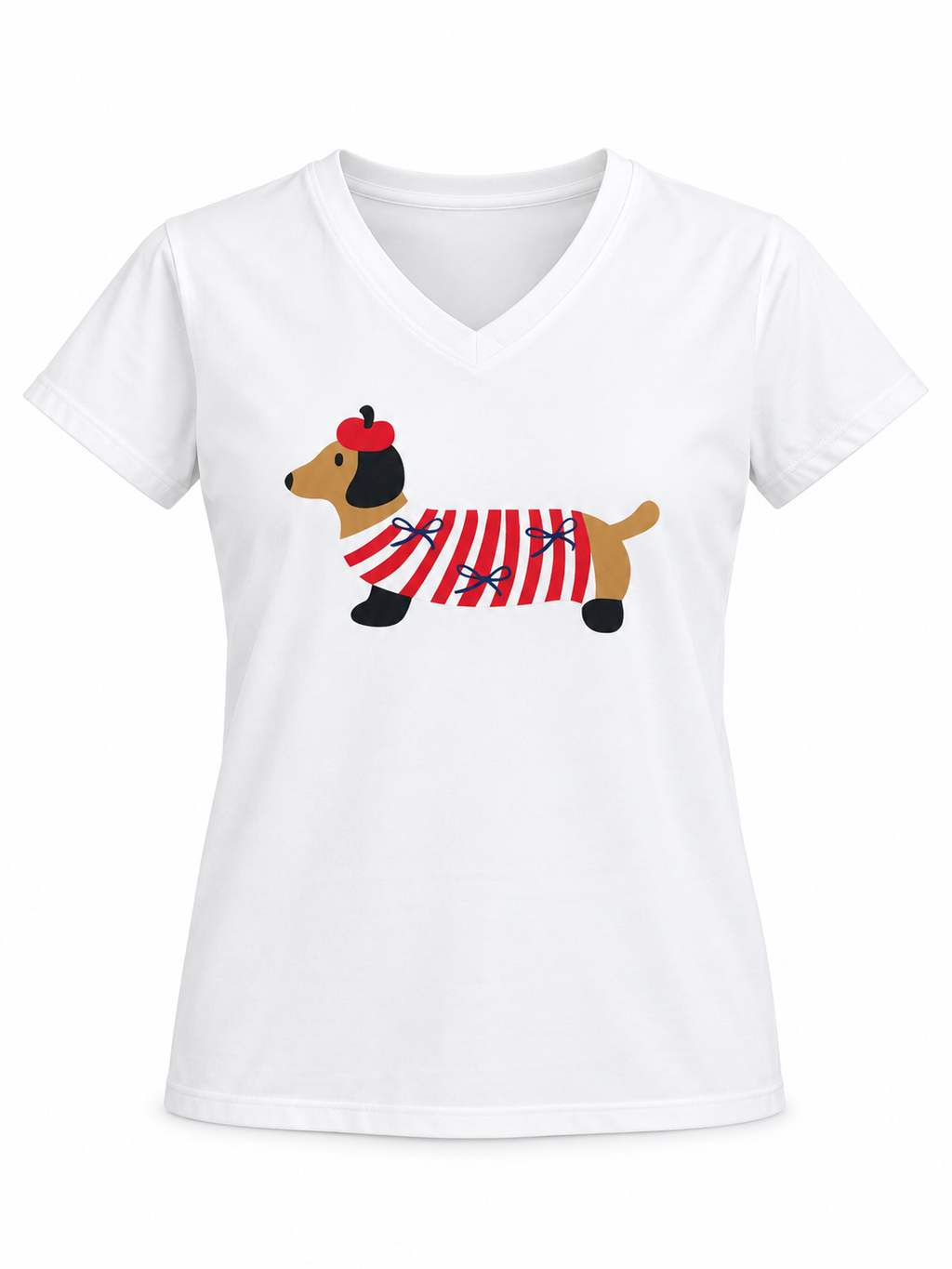 T-Shirt salchicha en Paris cuello V