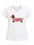 T-Shirt salchicha en Paris roja  cuello V