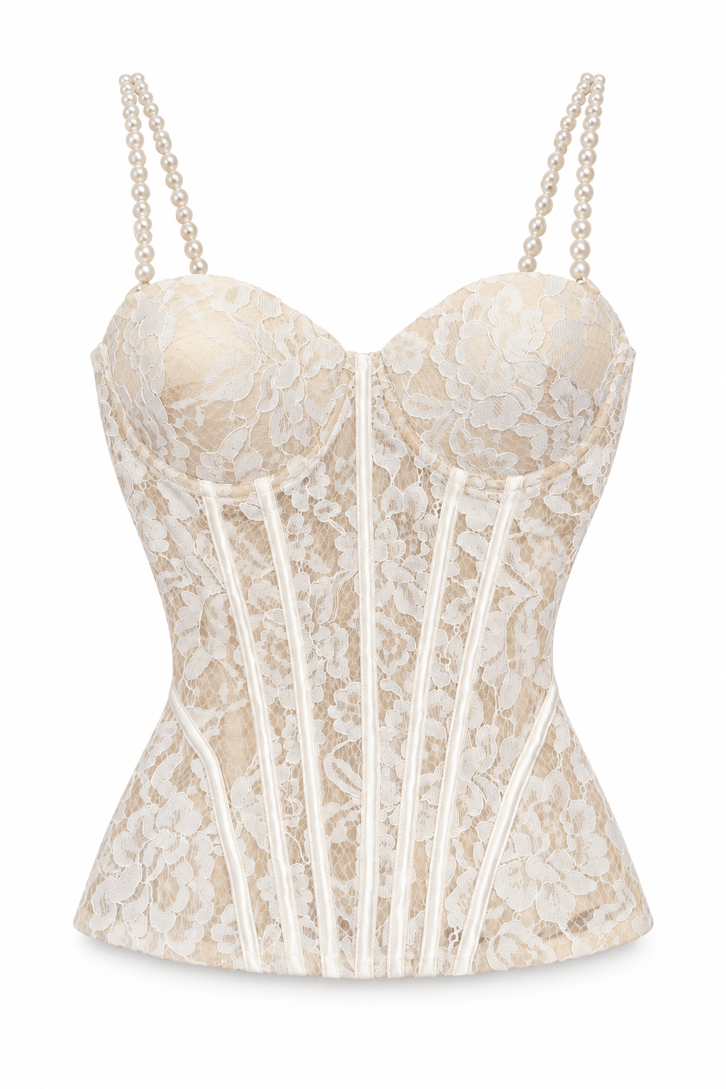Corset de encaje beige