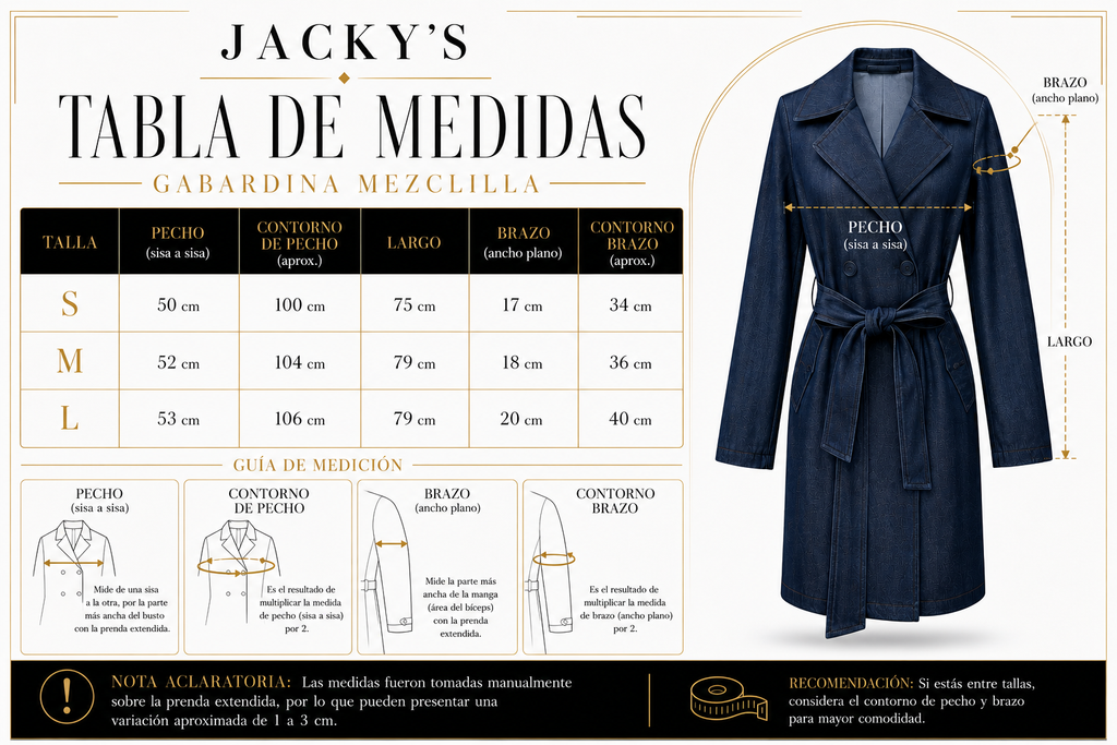 Gabardina mezclilla- Pre Orden Fecha de Entrega 6 de Junio aproximadamente