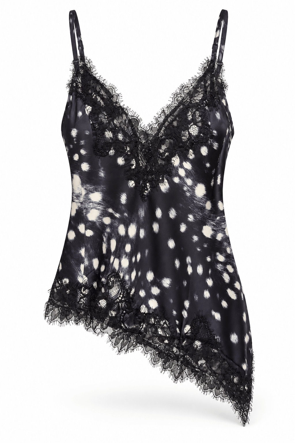 Blusa asimétrica animal print con encaje