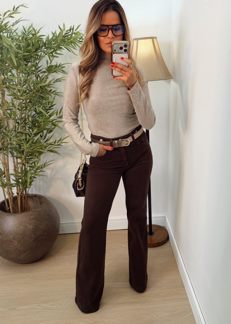 Bodysuit glitter beige
