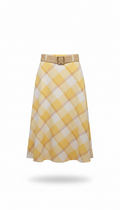 Falda Midi Cuadros Amarillo | Con Cinturón