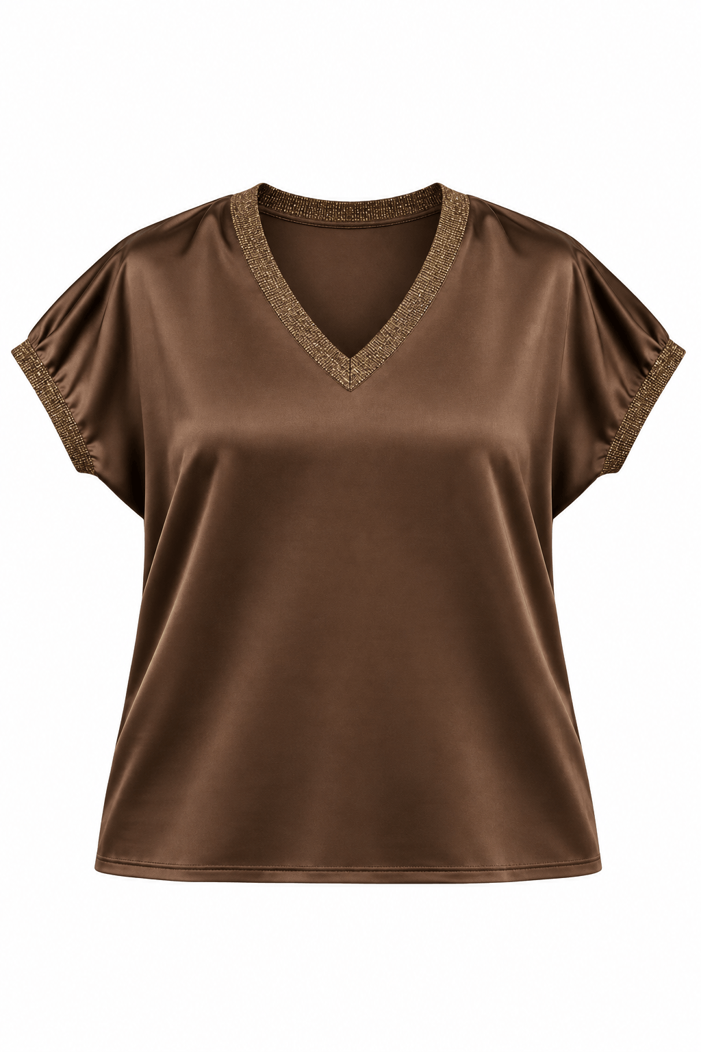 Blusa con borde de glitter cuello V