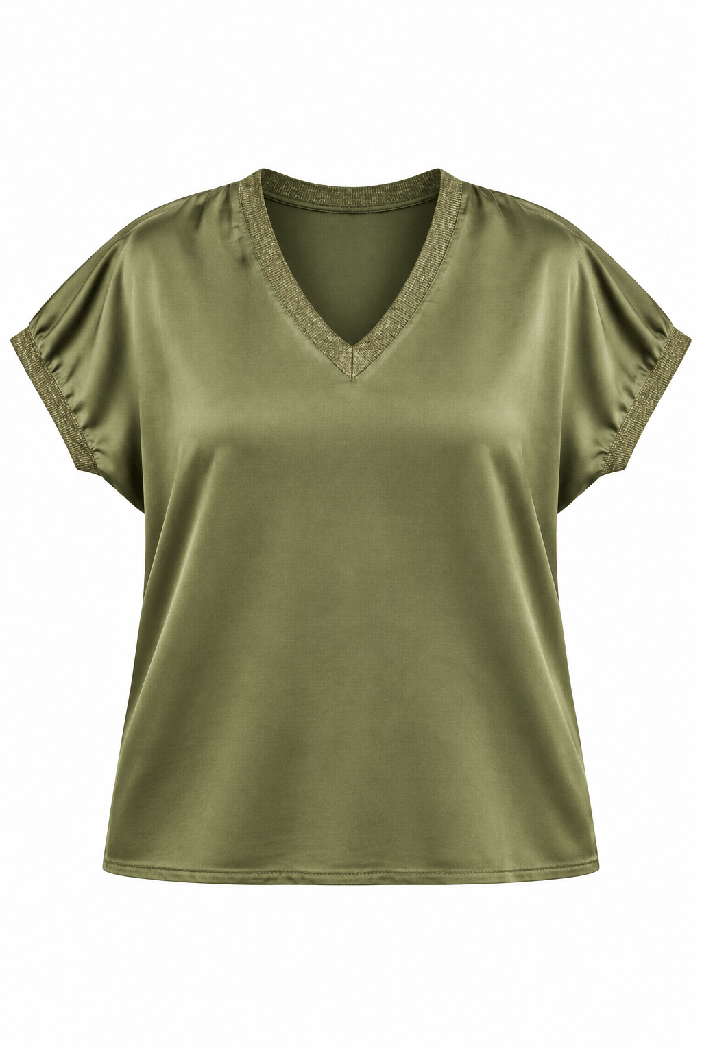 Blusa con borde de glitter cuello V