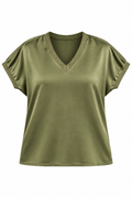 Blusa con borde de glitter cuello V