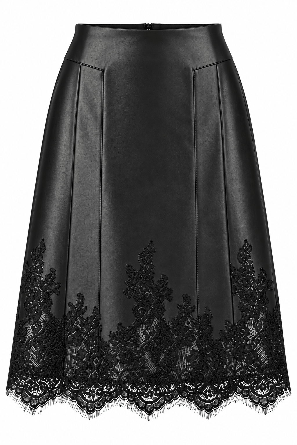 Falda negra cuerina  con encaje
