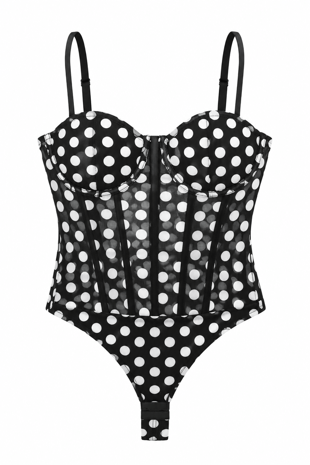 Bodysuit corset polka dots negro