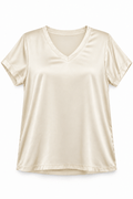 Blusa satín cuello marfil