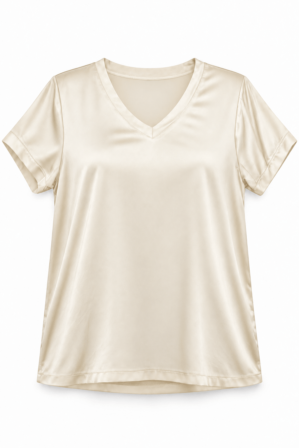 Blusa satín cuello marfil