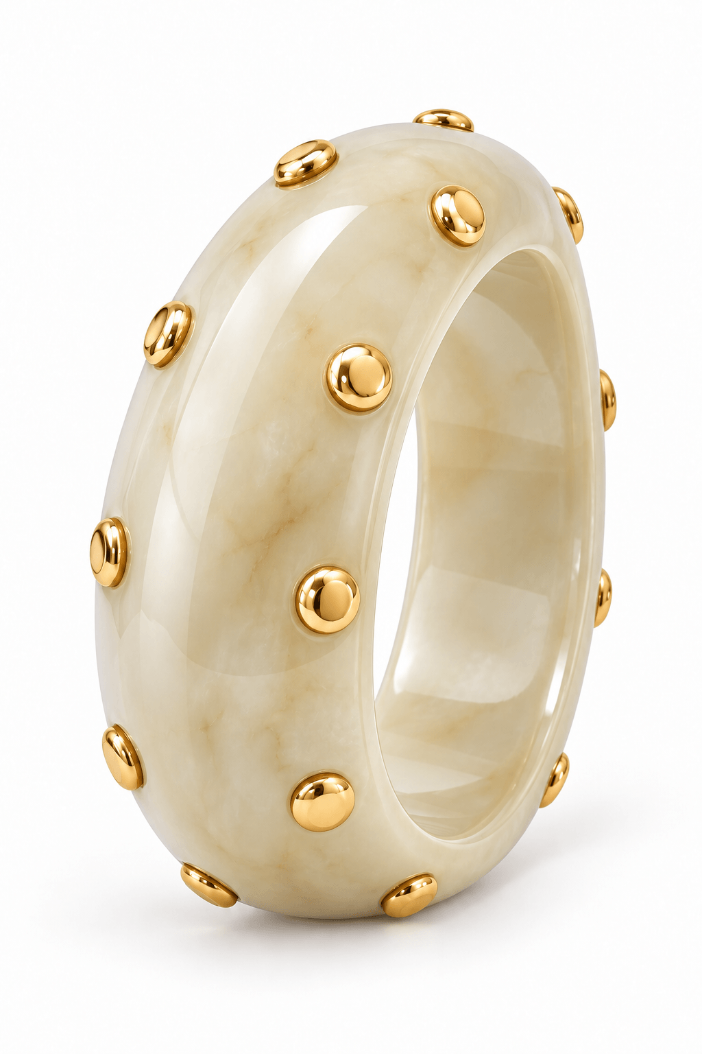 Brazalete de resina marfil con detalles dorados