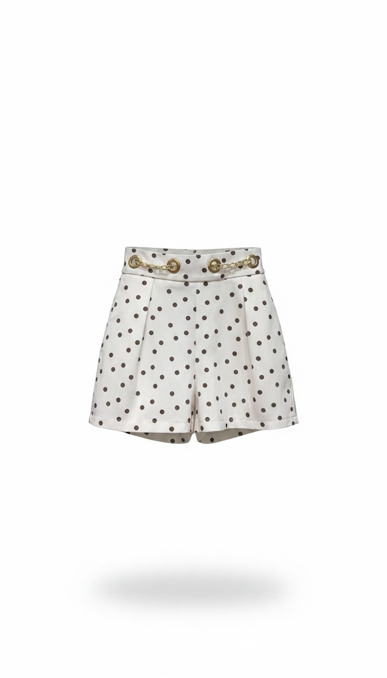 Short Estampado Blanco/Café