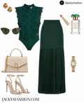 Bodysuit verde encaje con transparencia