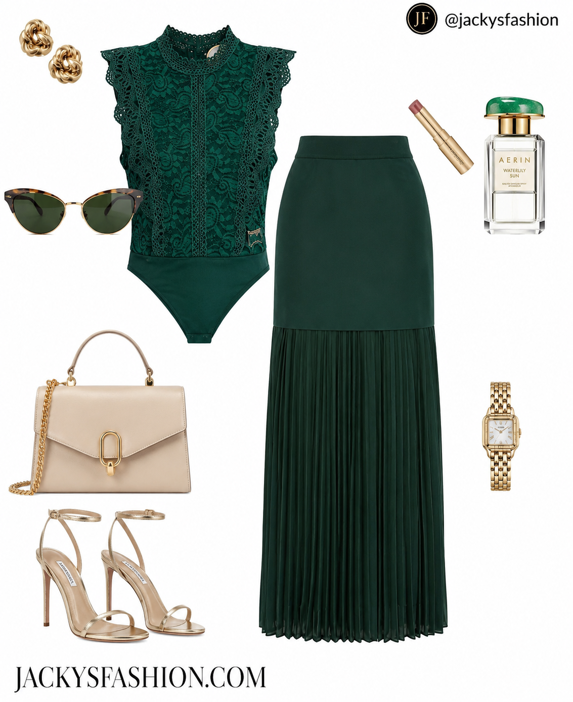 Bodysuit verde encaje con transparencia
