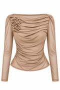 Blusa con rosa beige