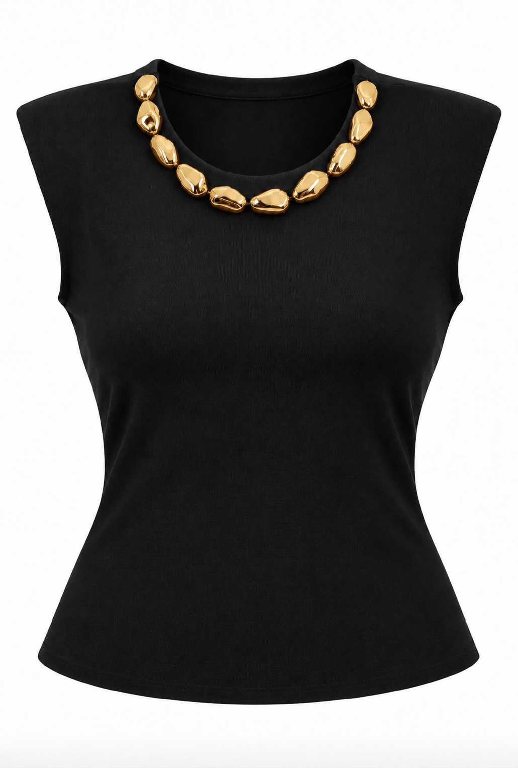 Blusa negra con collar incorporado