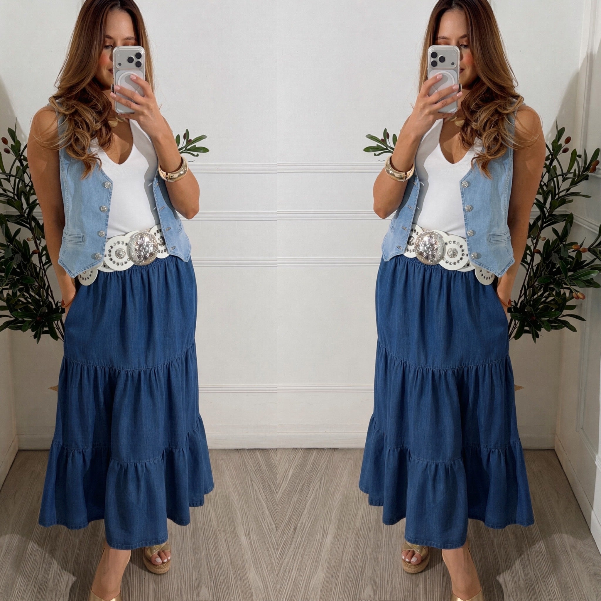 Falda Azul larga