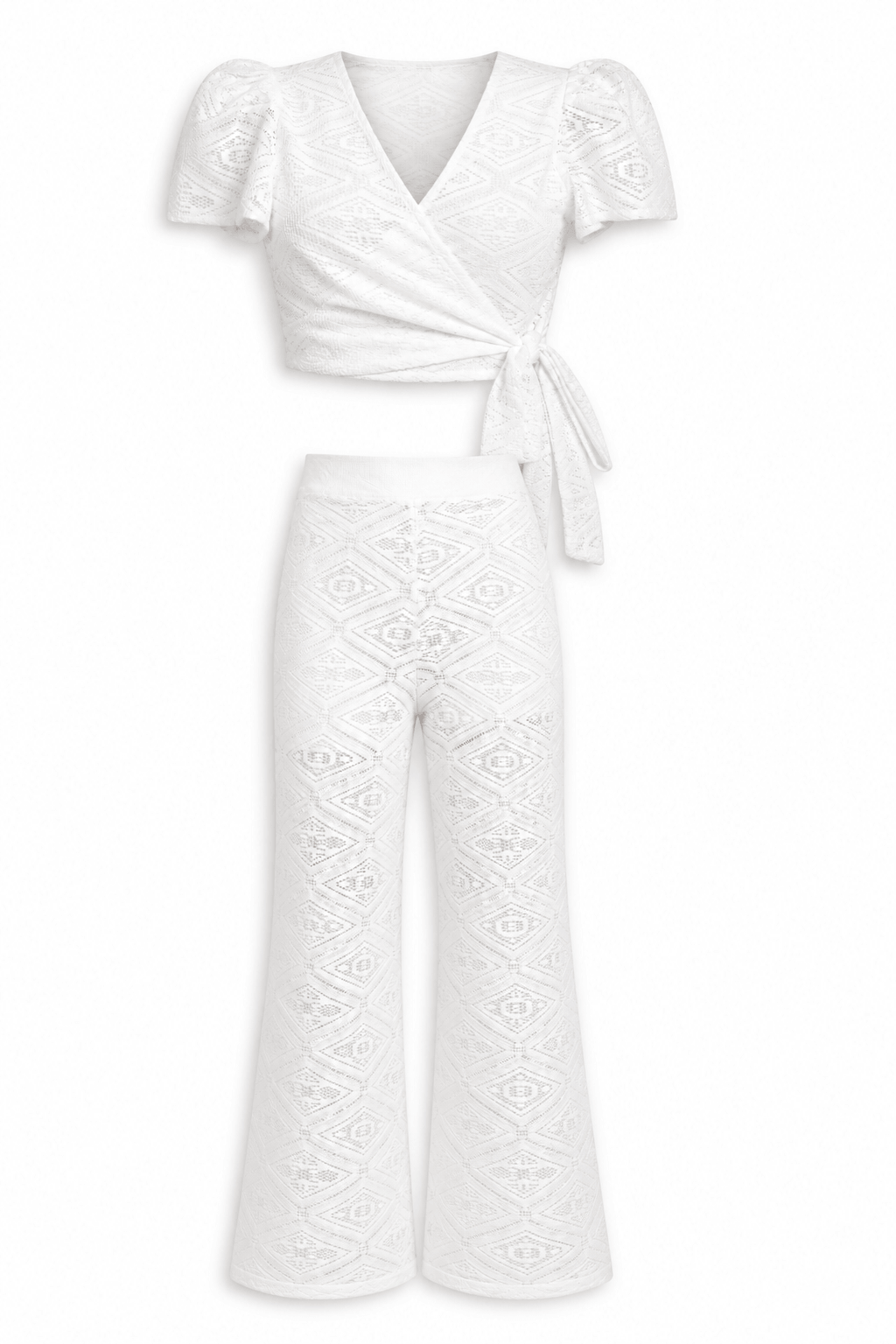 Set Pantalón + Top de Encaje · Blanco