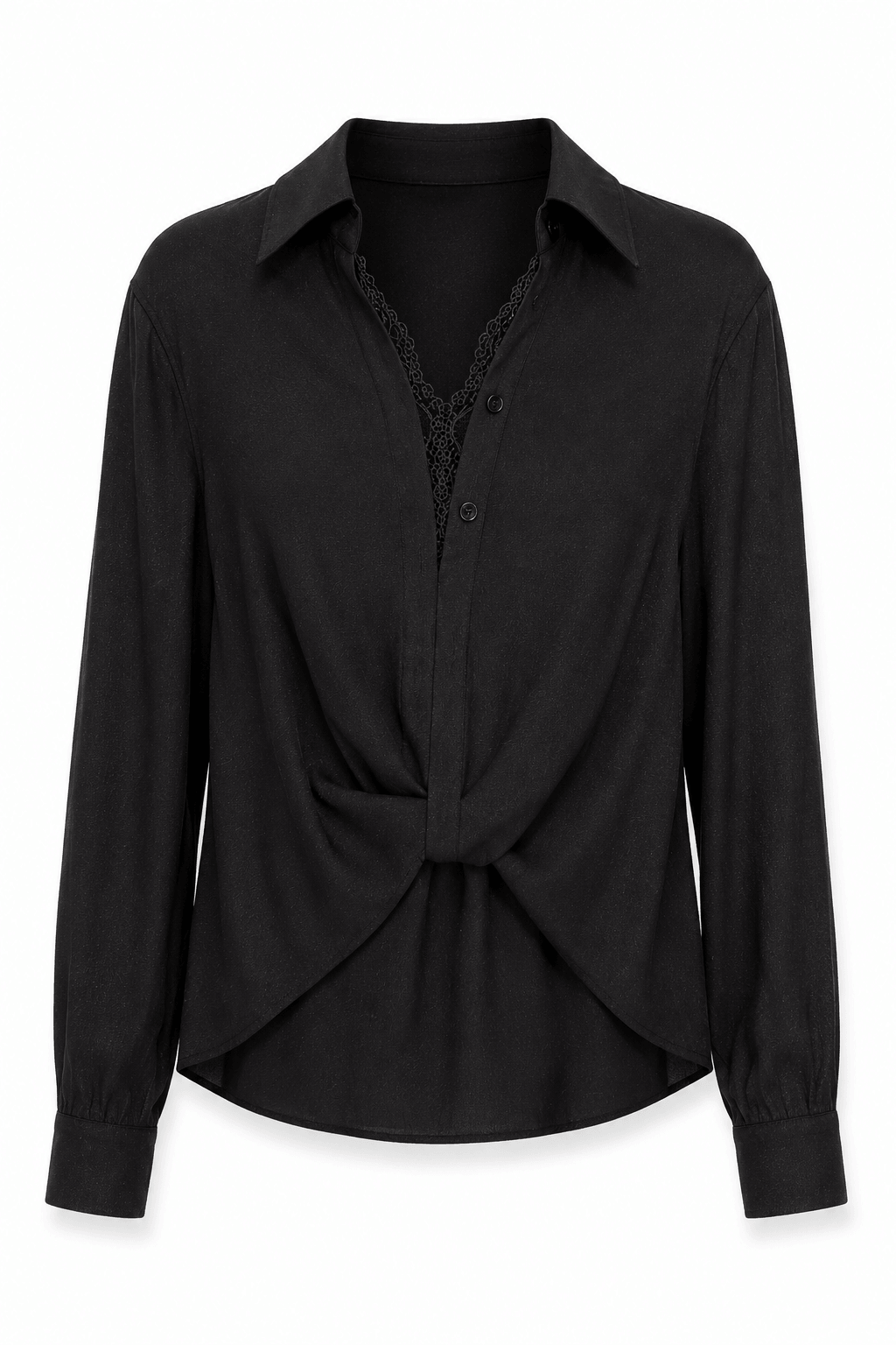 Blusa negra con detalle de encaje