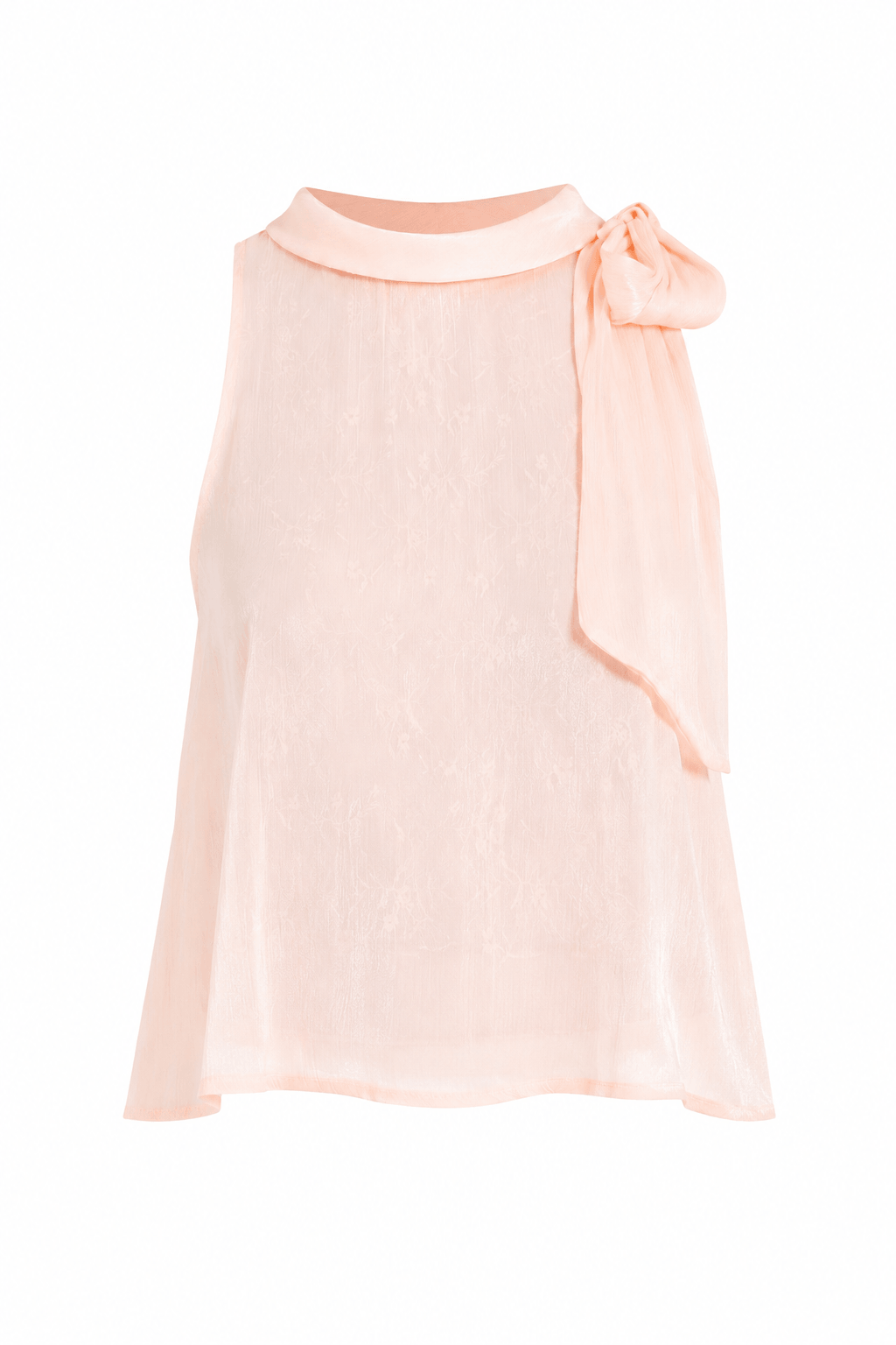 Blusa sin mangas con lazo al hombro en acabado satina