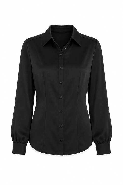 Blusa Camisera Satín · Negro