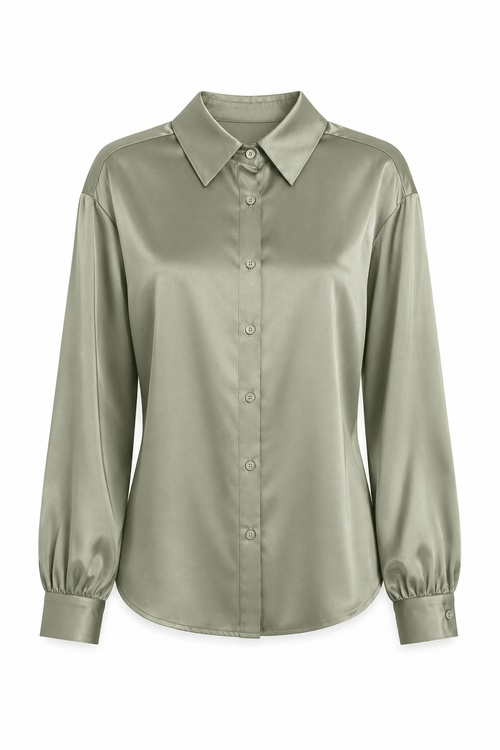 Blusa Camisera Satín · Verde