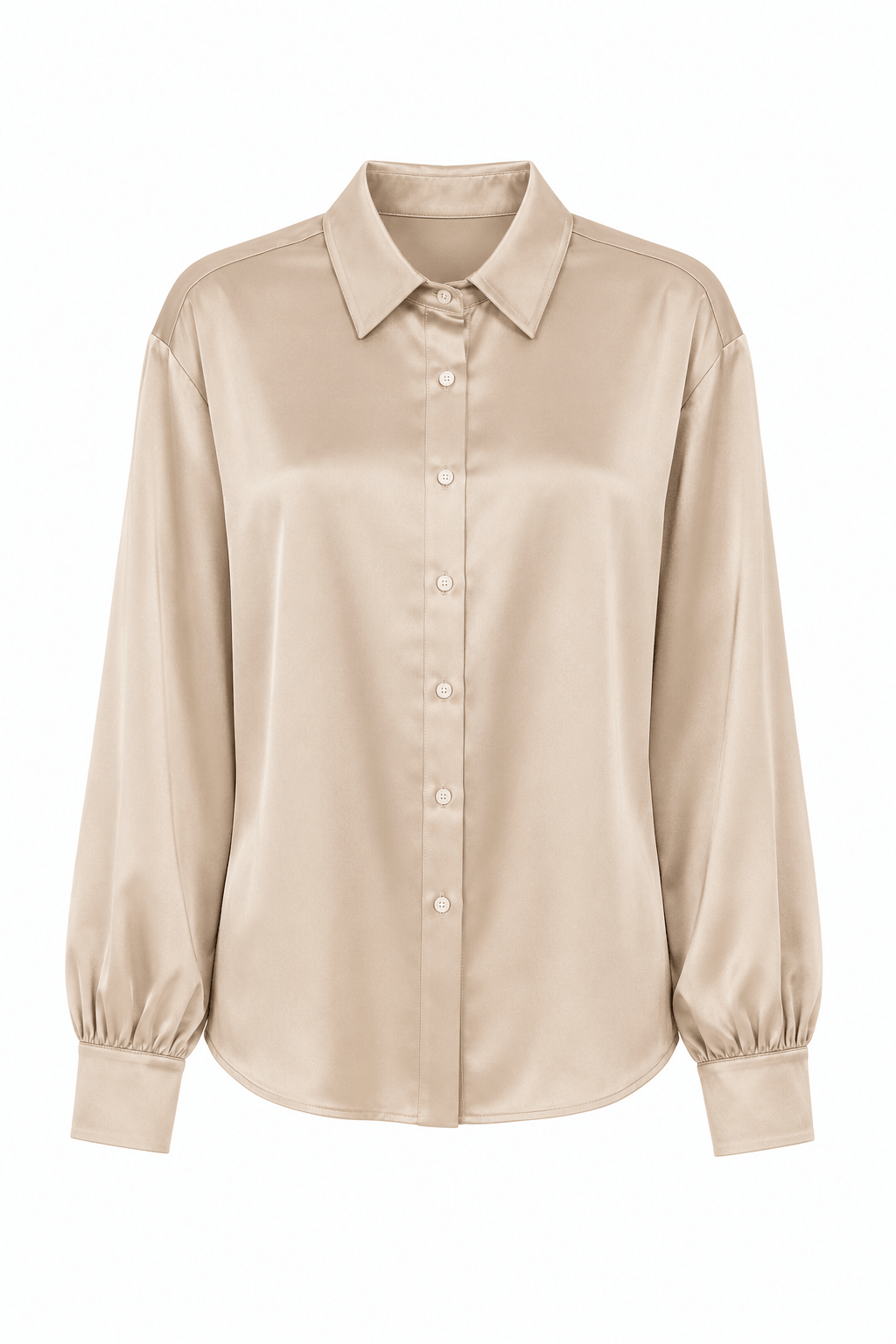 Blusa Camisera Satín · Beige
